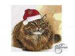 Machine Embroidery - Santa Cat Free Machine Embroidery Design in Photo Stitch Techique