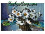 "Daisies in a wicker vase"
