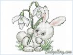 "Little hare and snowdrops"